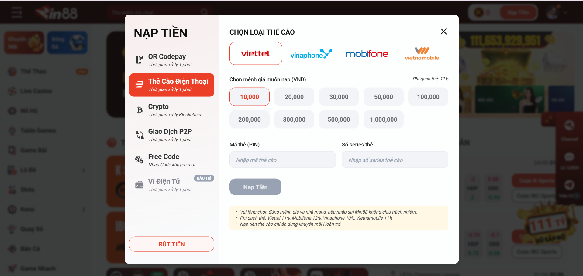 Nạp Tiền Tại i999 Hỗ Trợ Đa Nền Tảng, Mọi Lúc Mọi Nơi 3 Nạp xu bằng thẻ cào điện thoại